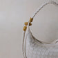 Artisan Elegance Crescent Bag - White Sand