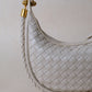 Artisan Elegance Crescent Bag - White Sand