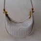 Artisan Elegance Crescent Bag - White Sand