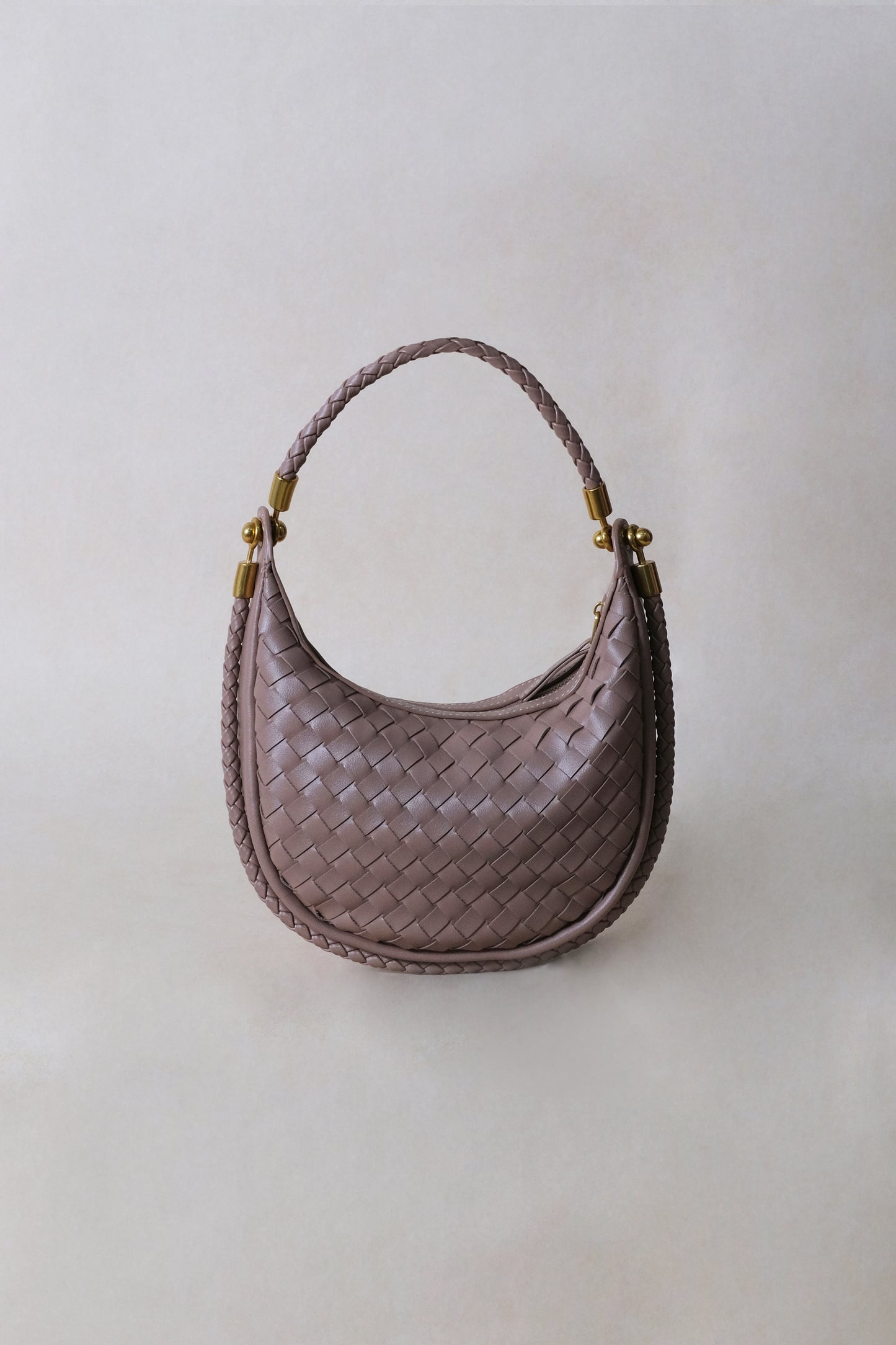 Artisan Elegance Crescent Bag - Greyish Brown
