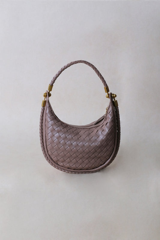 Artisan Elegance Crescent Bag - Greyish Brown