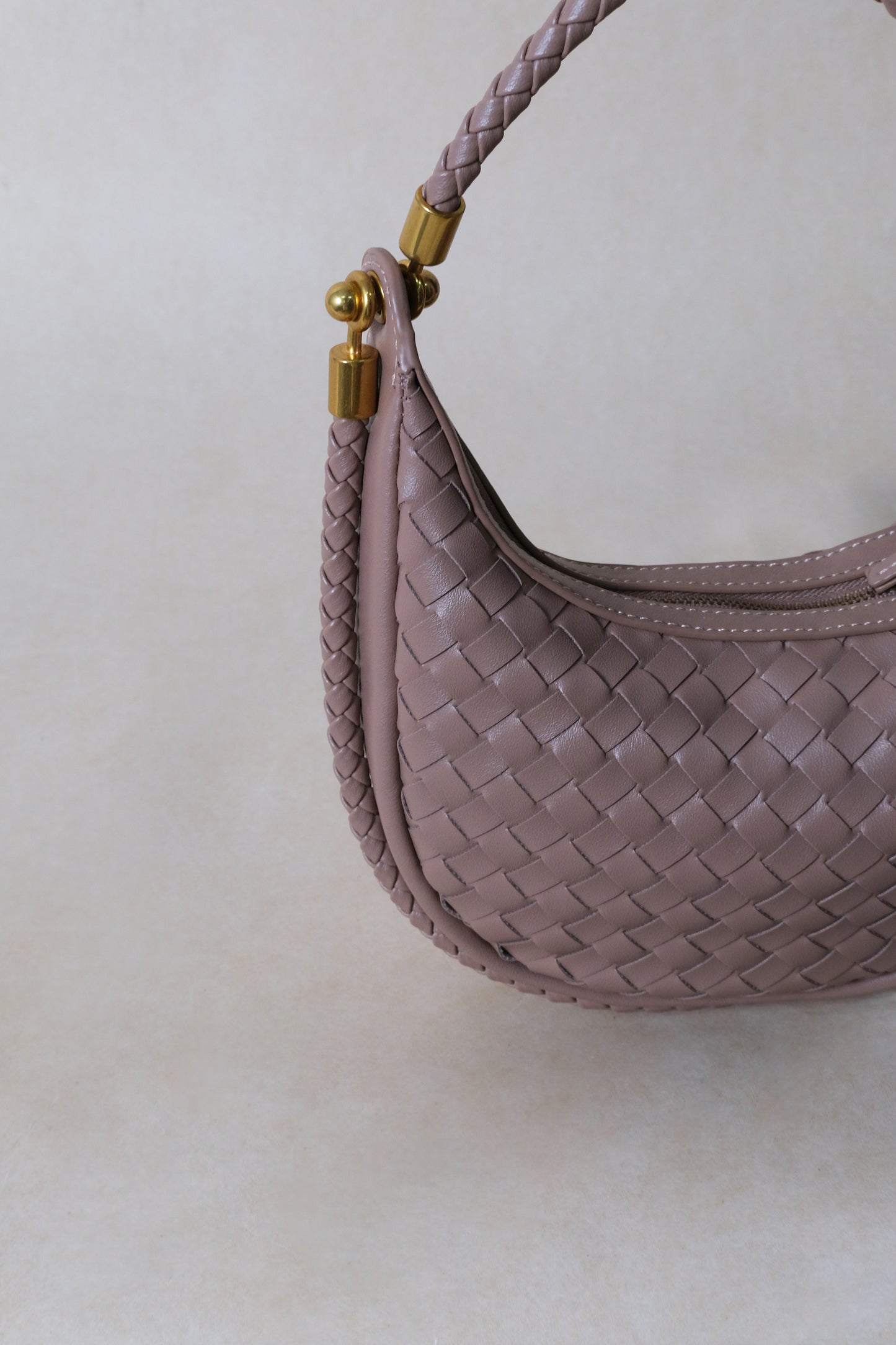 Artisan Elegance Crescent Bag - Greyish Brown
