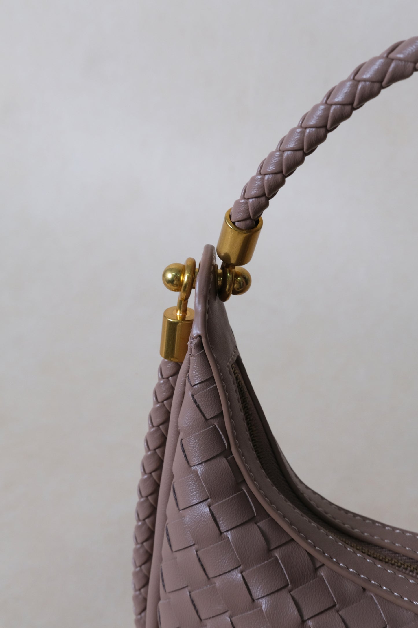 Artisan Elegance Crescent Bag - Greyish Brown
