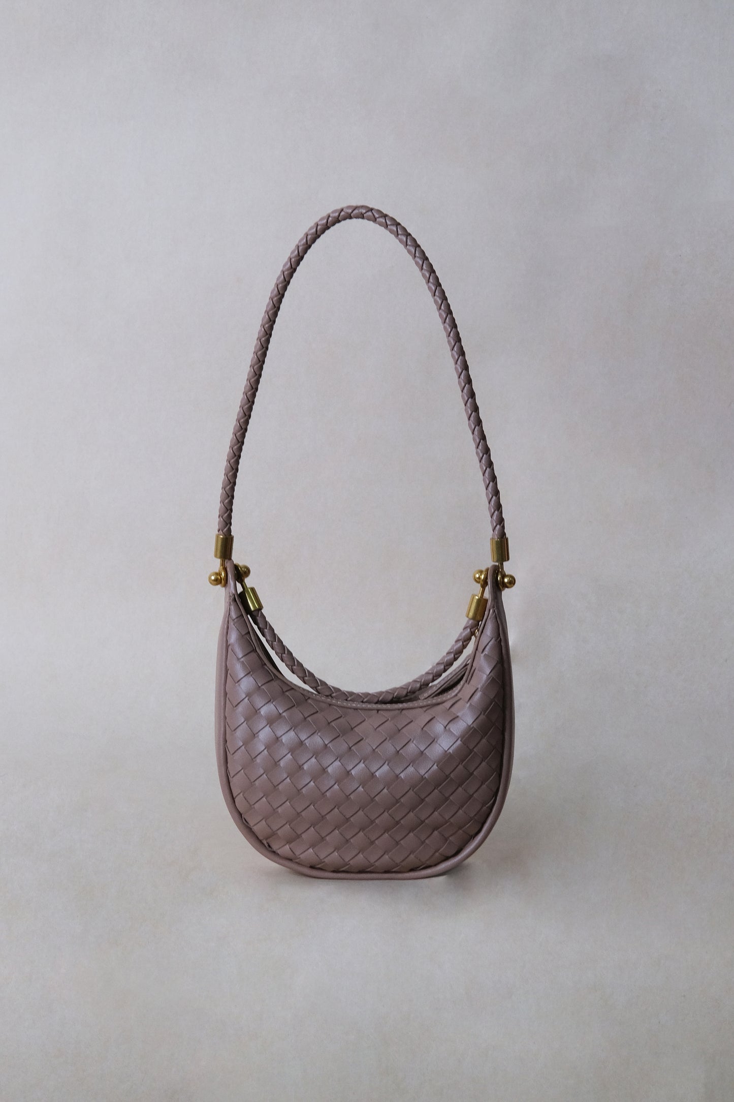 Artisan Elegance Crescent Bag - Greyish Brown