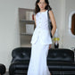 Sleeveless Vest + High Waist Skirt  in Snow White Suit