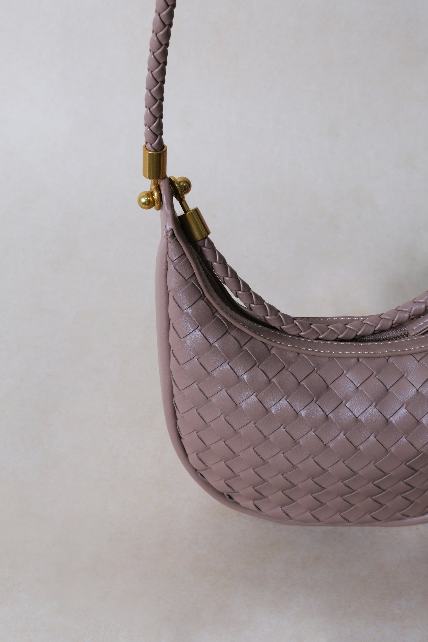Artisan Elegance Crescent Bag - Greyish Brown