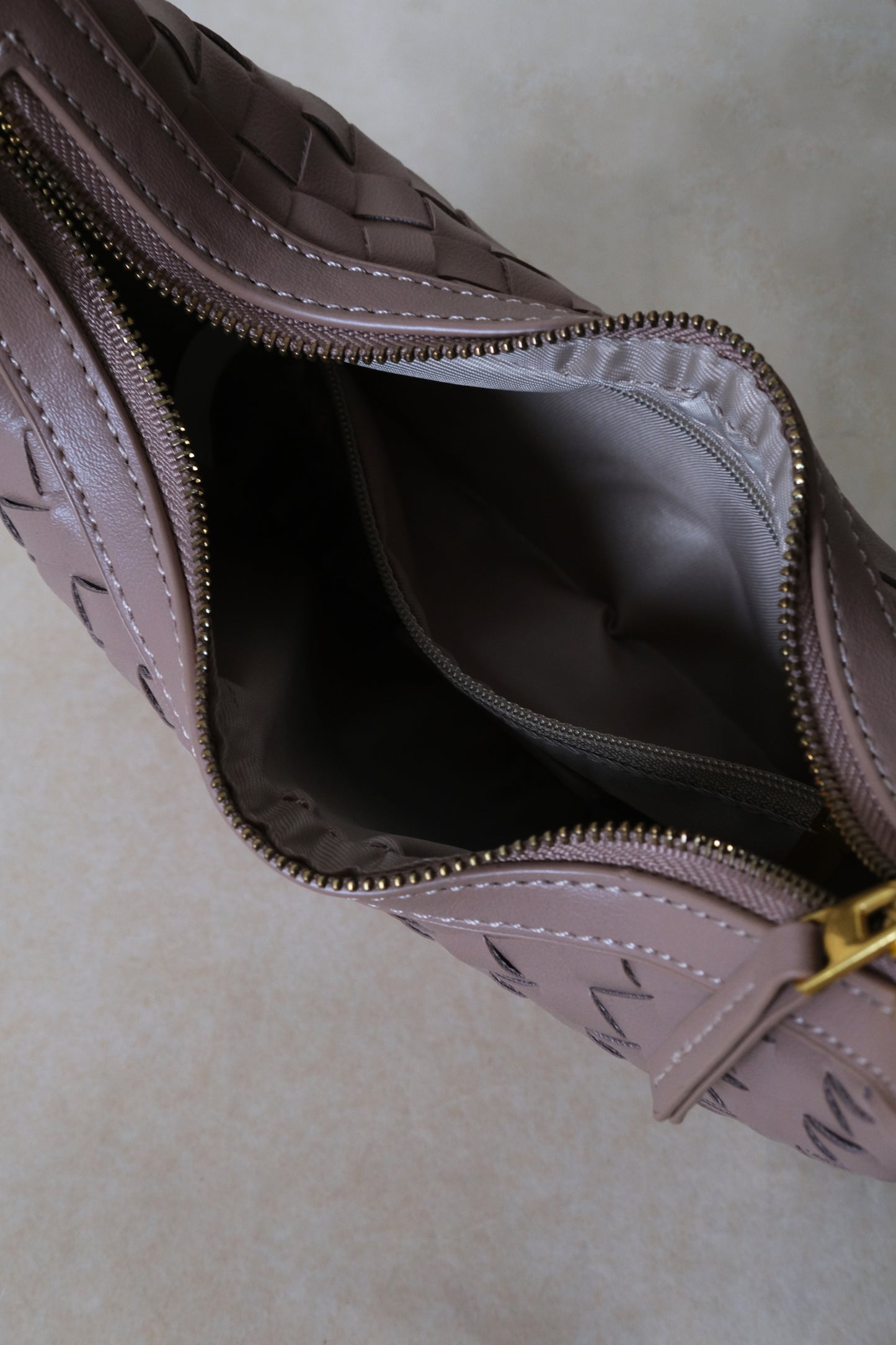 Artisan Elegance Crescent Bag - Greyish Brown