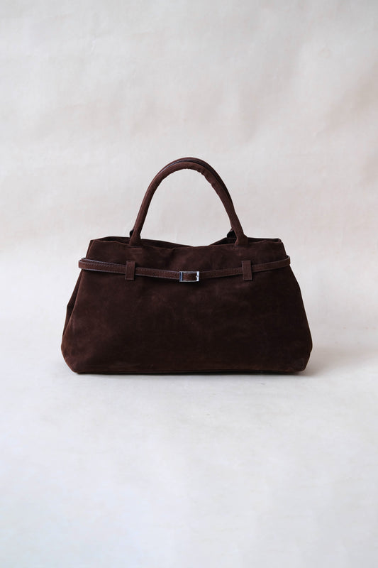 The Elegant Suede Bag In Dark Coffee