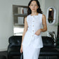 Sleeveless Vest + High Waist Skirt  in Snow White Suit