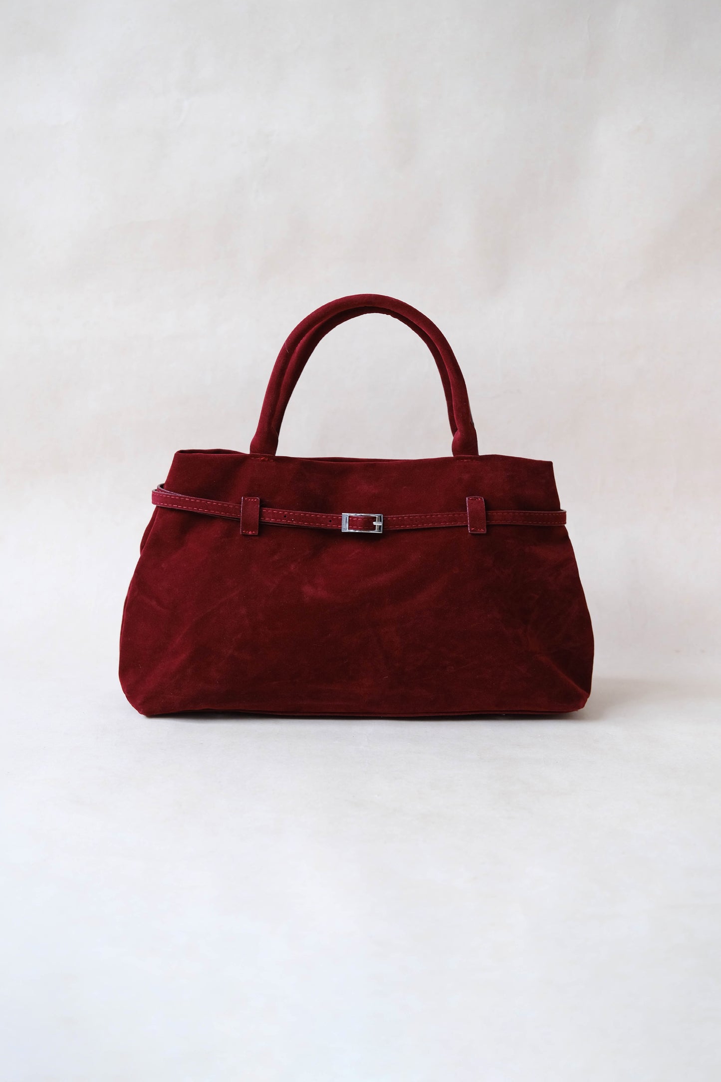 The Elegant Suede Bag In Cherry Red