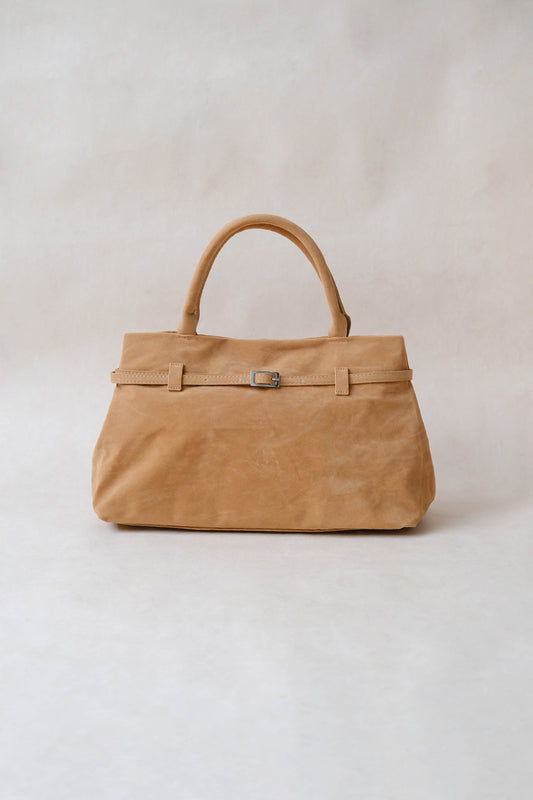 The Elegant Suede Bag In Khaki