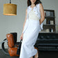 Sleeveless Vest + High Waist Skirt  in Snow White Suit