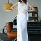 Sleeveless Vest + High Waist Skirt  in Snow White Suit