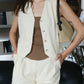 French Cotton and Linen With Short Pants In Cream White
