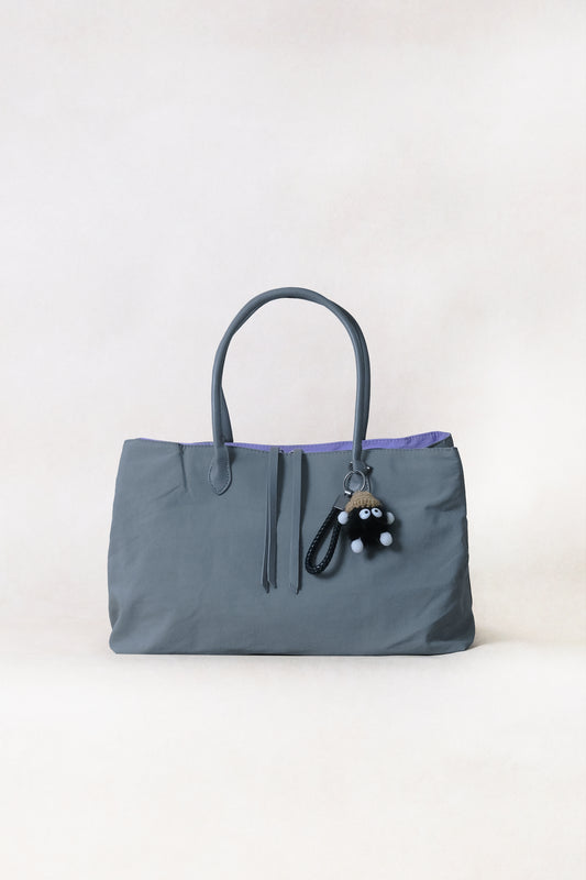 Classic Flow Vegan Leather Tote - Grey (With Charm)