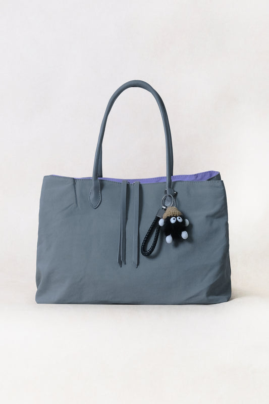 Classic Flow Vegan Leather Tote - Grey (With Charm)