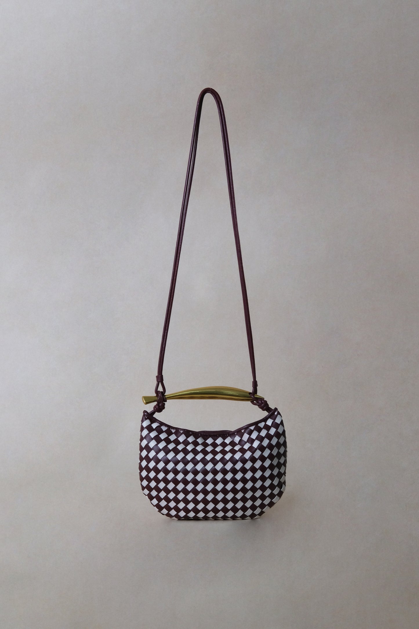 Artisan Classic Dumpling Bag - Burgundy & Ivory Plaid