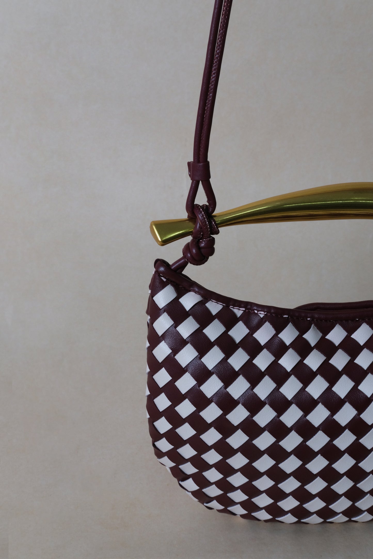 Artisan Classic Dumpling Bag - Burgundy & Ivory Plaid