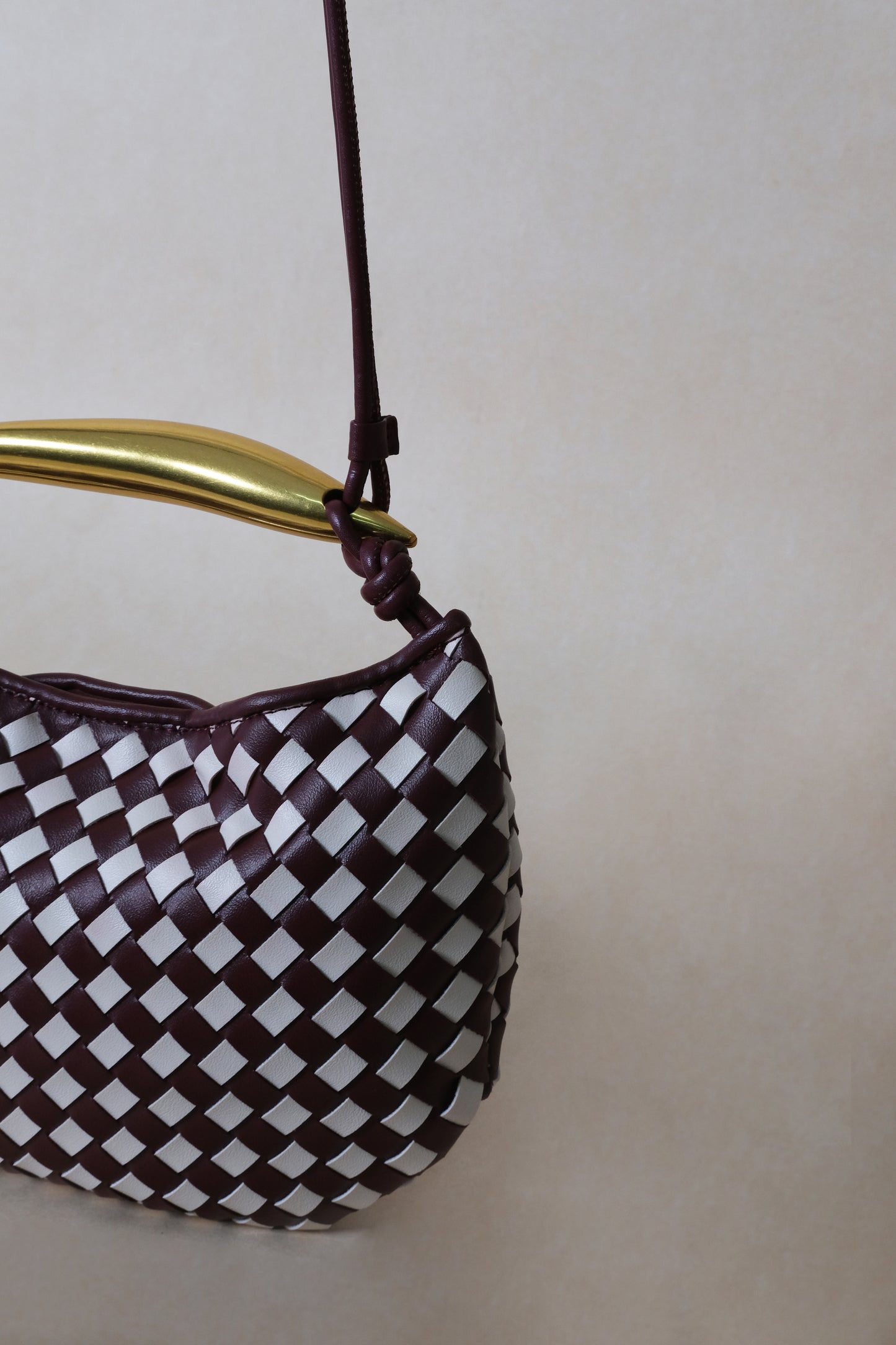 Artisan Classic Dumpling Bag - Burgundy & Ivory Plaid