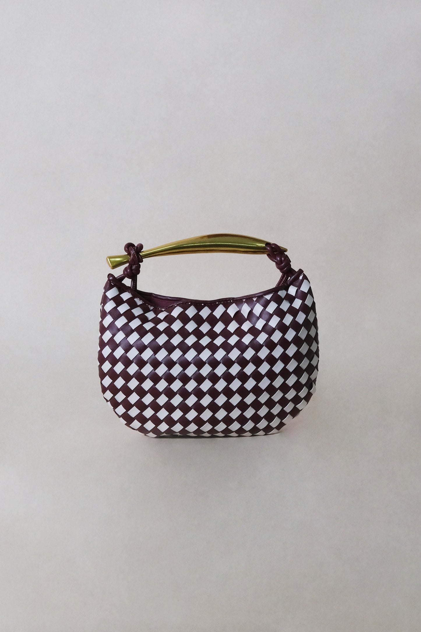Artisan Classic Dumpling Bag - Burgundy & Ivory Plaid