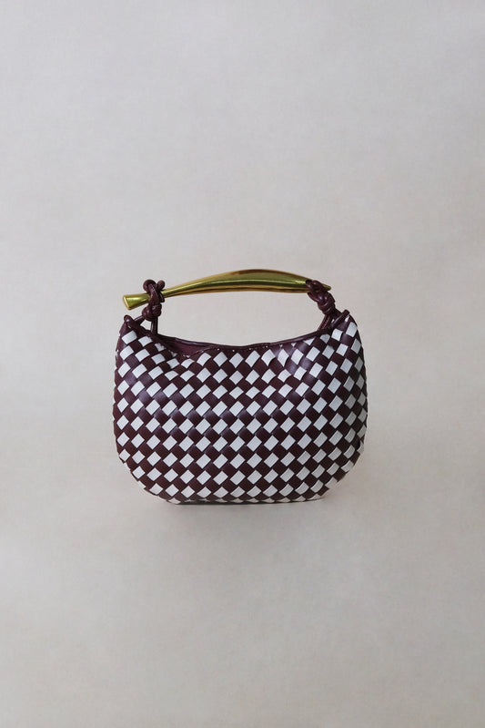 Artisan Classic Dumpling Bag - Burgundy & Ivory Plaid