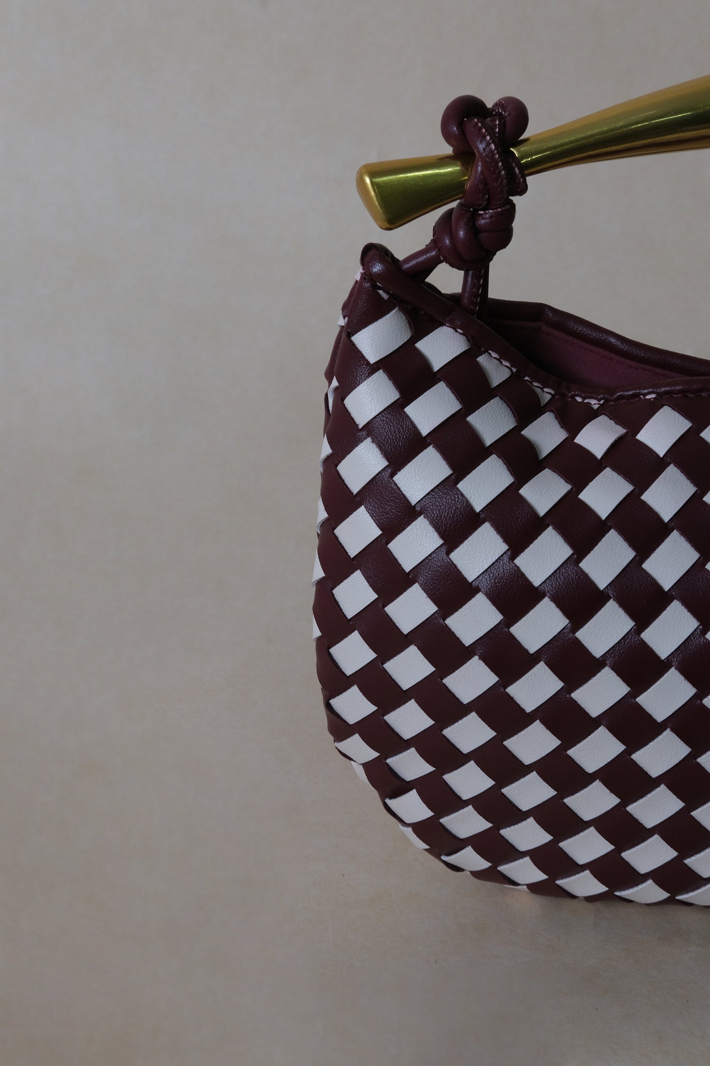Artisan Classic Dumpling Bag - Burgundy & Ivory Plaid