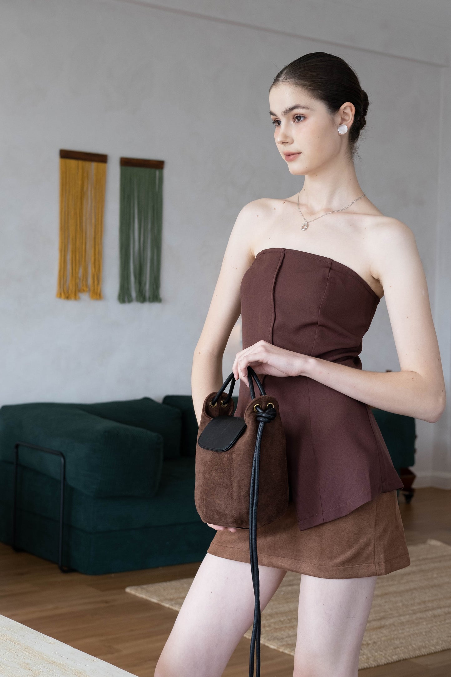 Retro Chic Suede Pencil Skirt