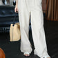 V-neck Puff Short-sleeved Shirt + Wide-leg Pants Suit