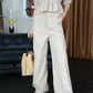 V-neck Puff Short-sleeved Shirt + Wide-leg Pants Suit