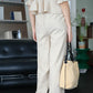 V-neck Puff Short-sleeved Shirt + Wide-leg Pants Suit