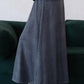 [2Pcs Suit] For Stand Collar Irregular Design Button Top +A Line Long Skirt - Dark Grey