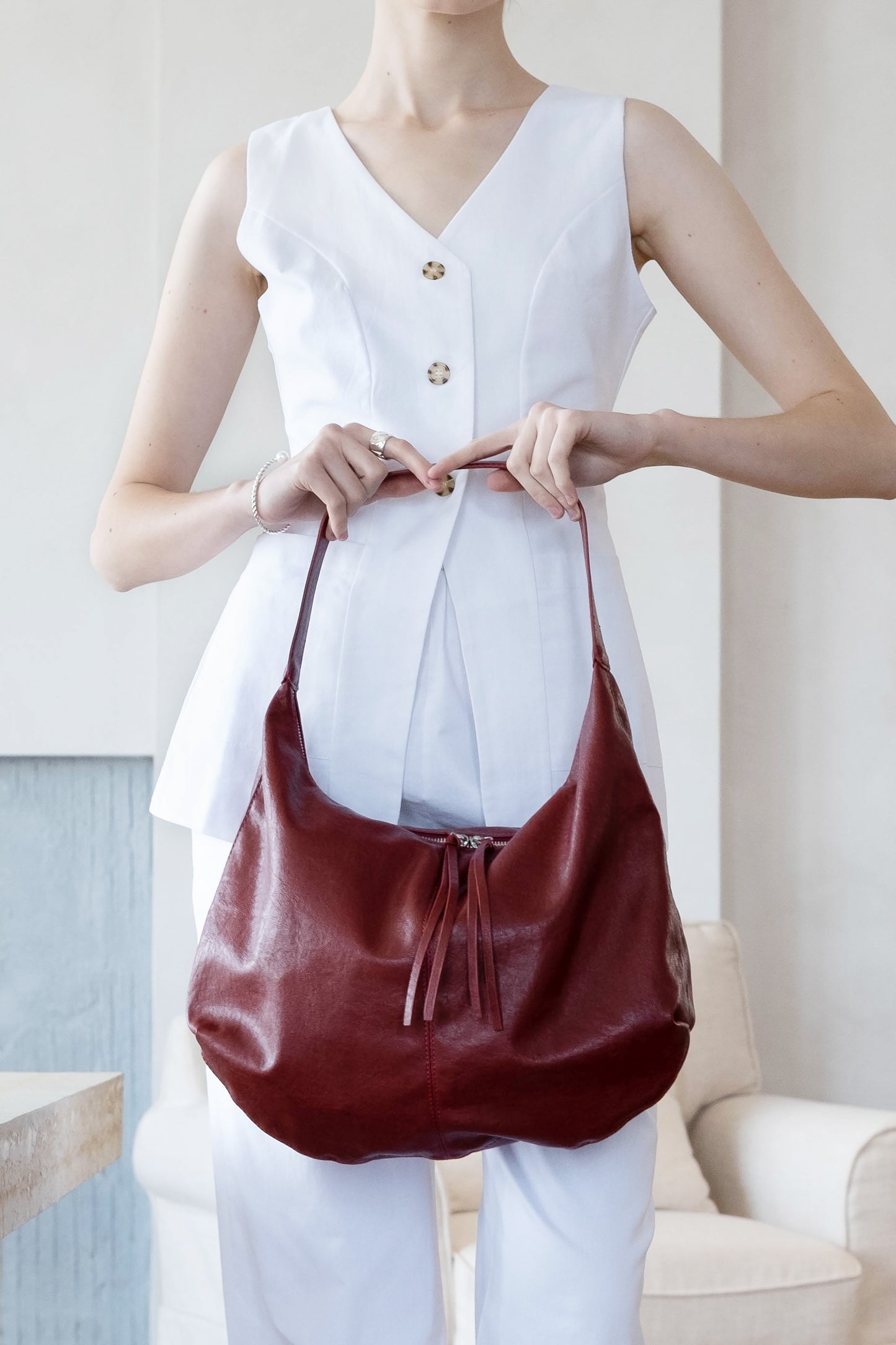 Timeless Soft Carryall Tote - Wine Red