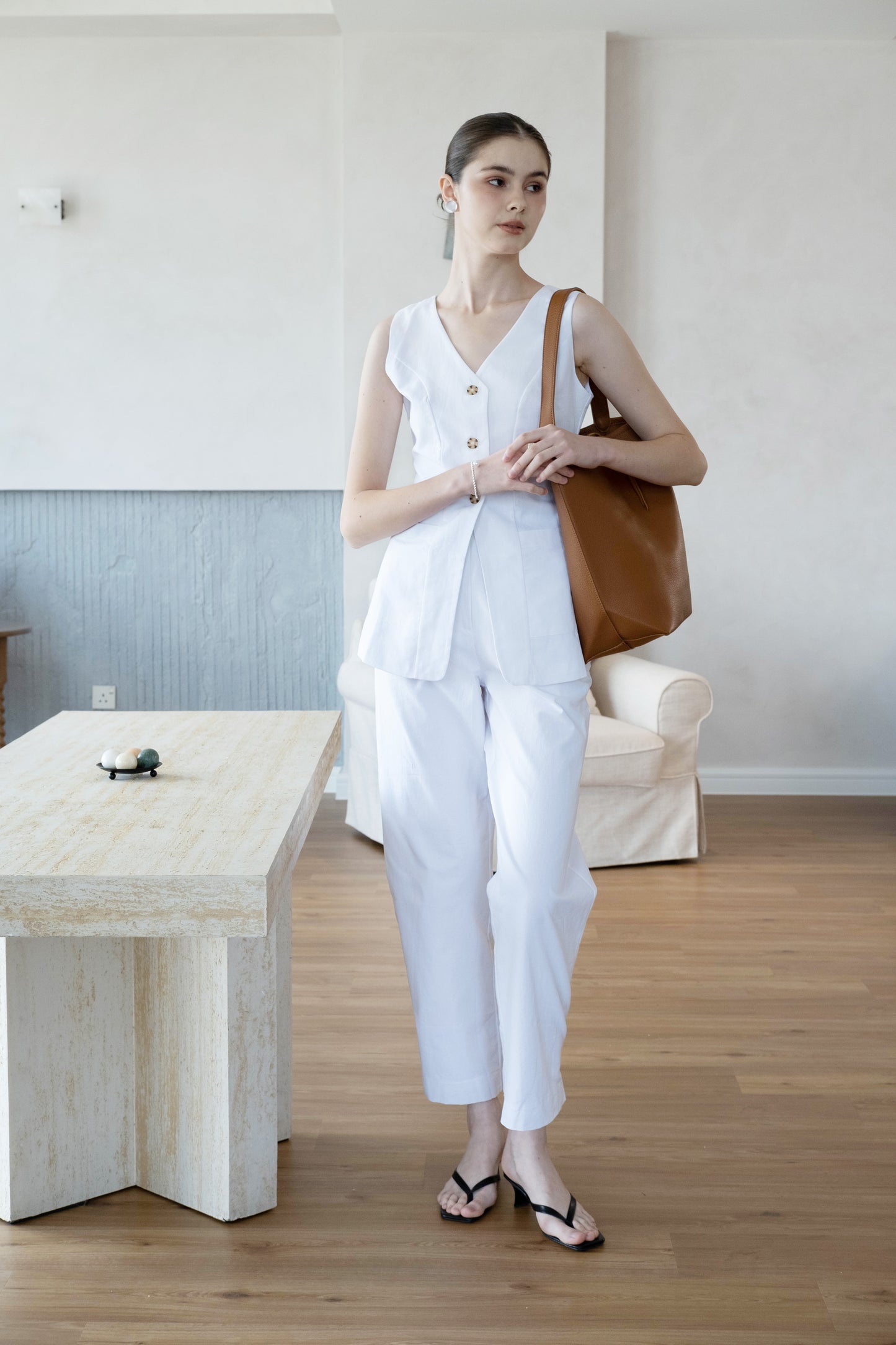 棕色卵石紋軟皮簡約單肩包