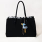Classic Flow Vegan Leather Tote - Black + Polkadots (With Charm)