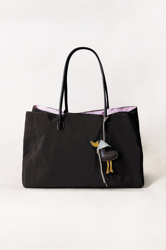 Classic Flow Tote - Coffee + Pink (With Charm)