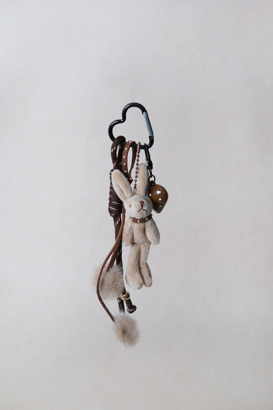 Candy Heart Charm - Mocha Bunny
