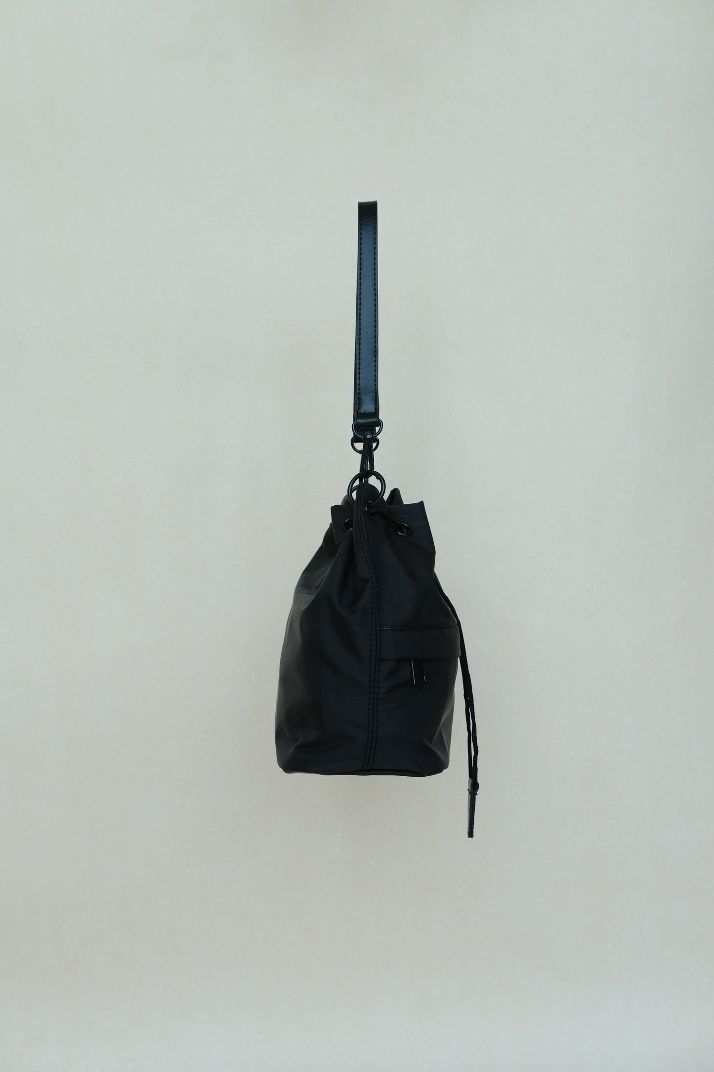 Japanese nylon bucket shoulder bag classic black
