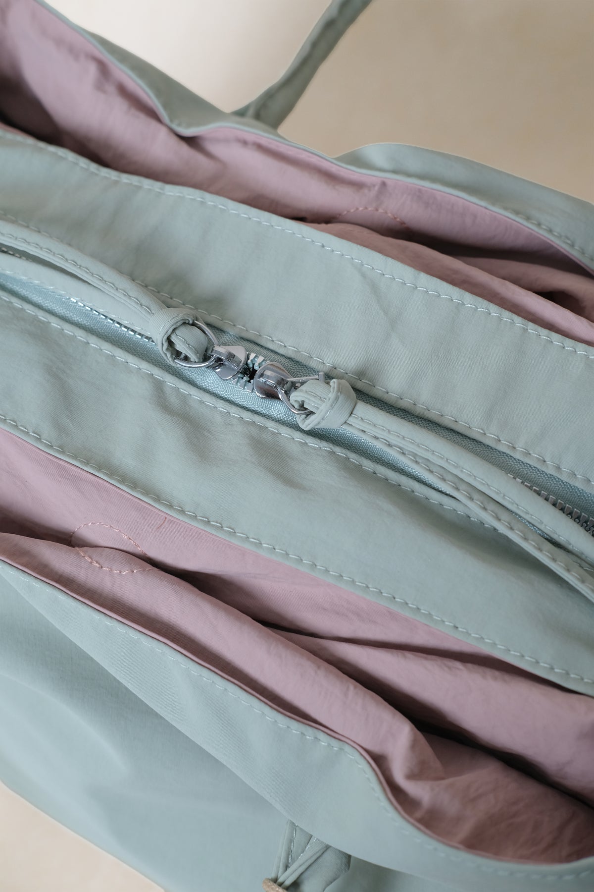 Classic Flow Tote - Mint Green + Pink (With Charm)