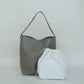 Pebbled Texture Soft Leather Simple Shoulder Bag in Mud Color
