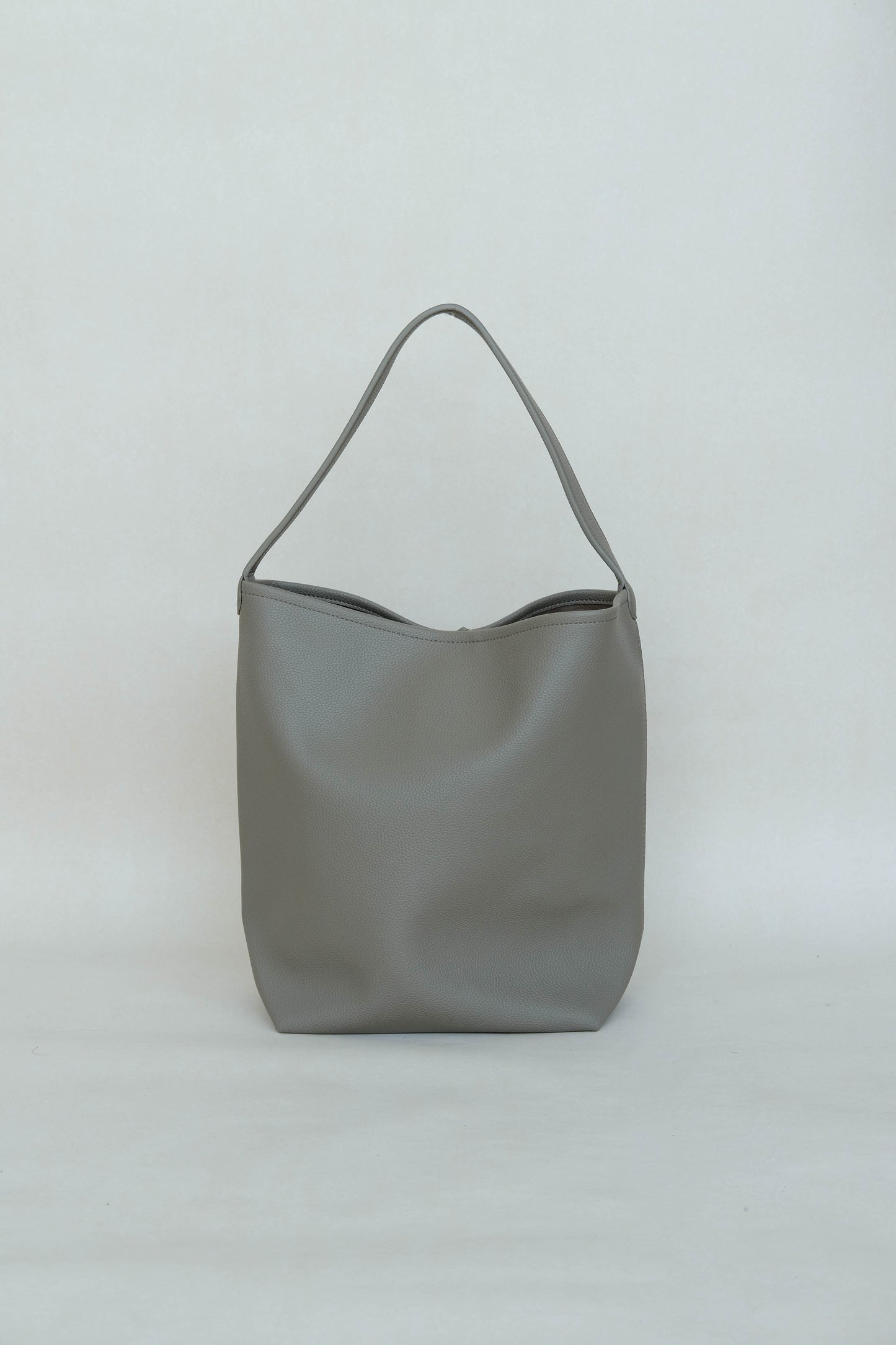 Pebbled texture soft leather simple shoulder bag in mud color