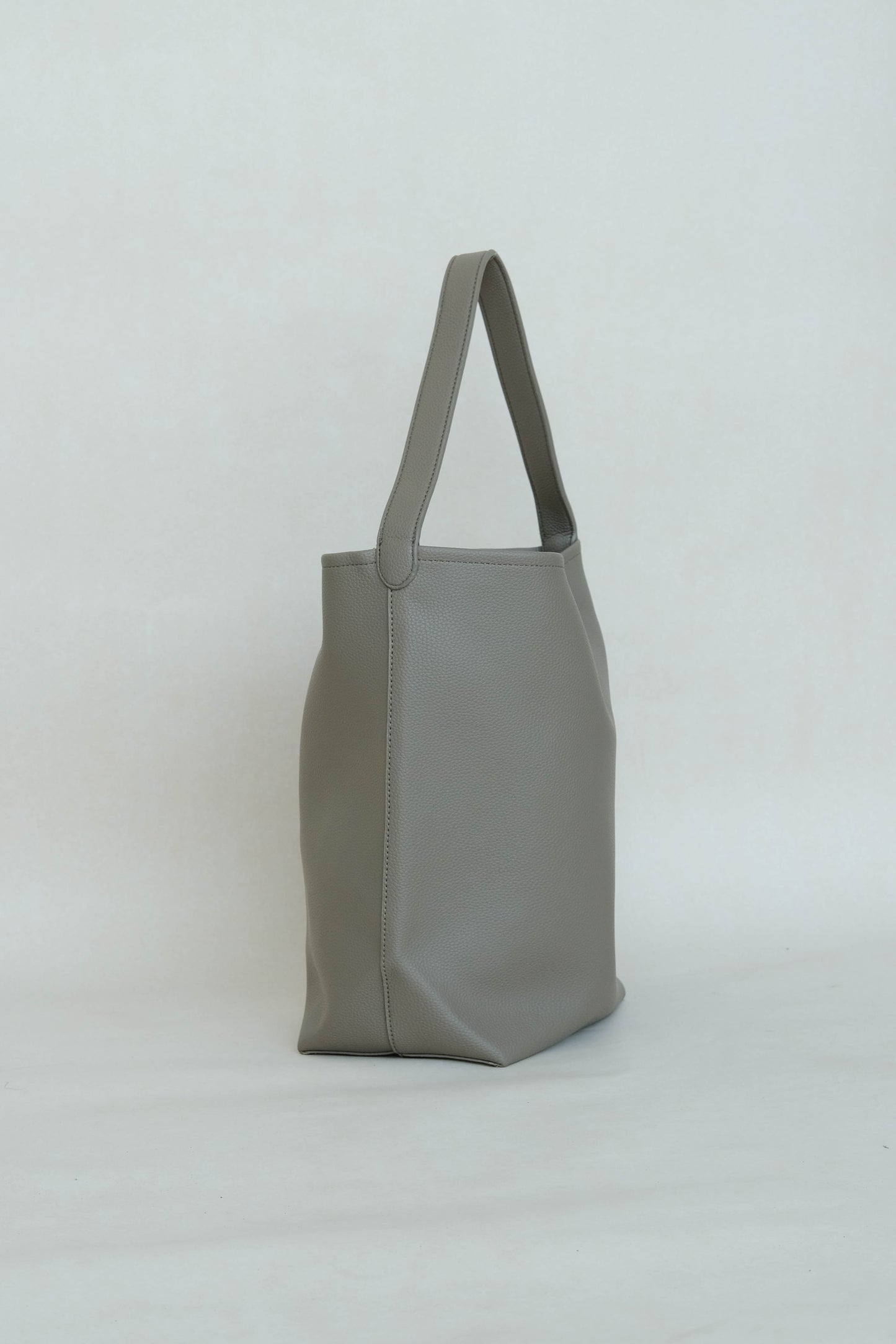 Pebbled texture soft leather simple shoulder bag in mud color