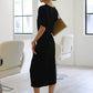 [SAMPLE RELEASE] Round neck waist short sleeve dress in classic black