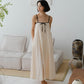 法式撞色棉質吊帶連身裙