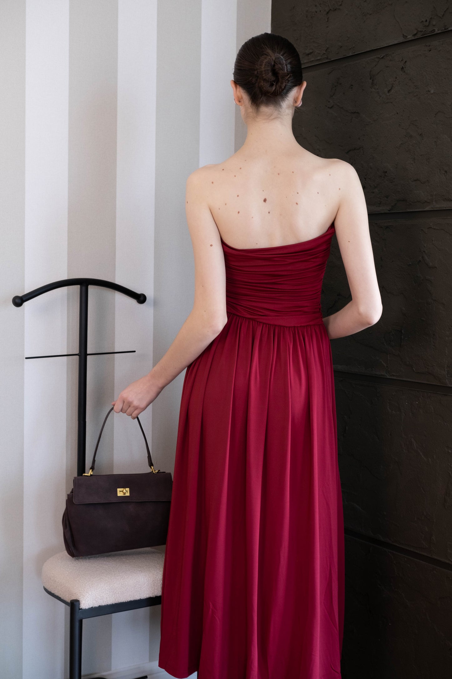 Luna Muse Draped Maxi Dress - Red