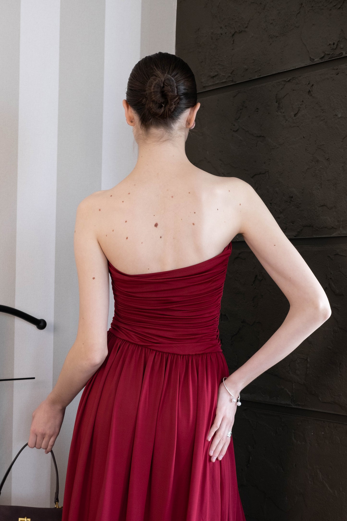 Luna Muse Draped Maxi Dress - Red