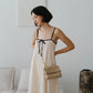 法式撞色棉質吊帶連身裙