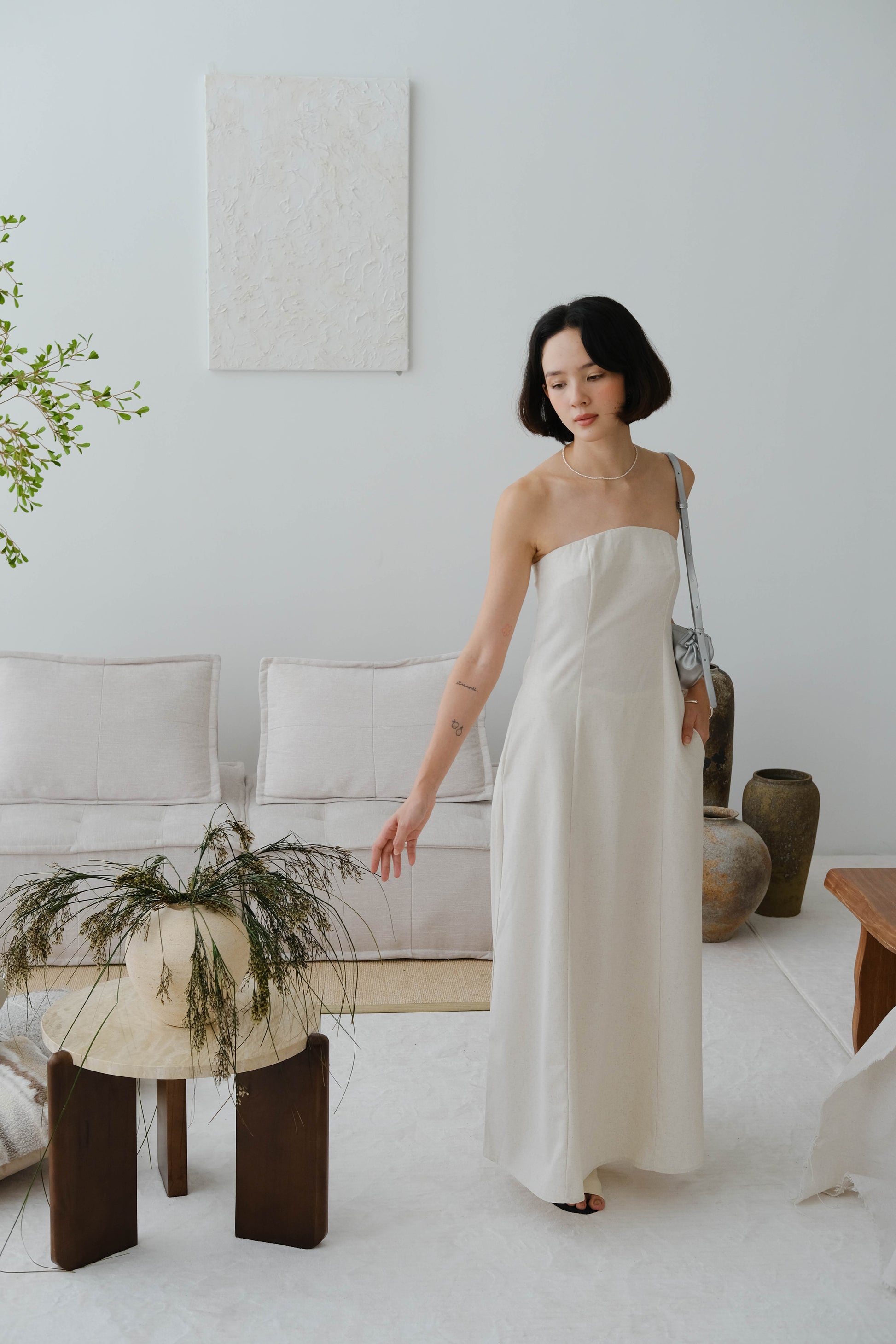 French Cotton and Linen Tube Top Dress S French Cotton and Linen Tube Top Dress S