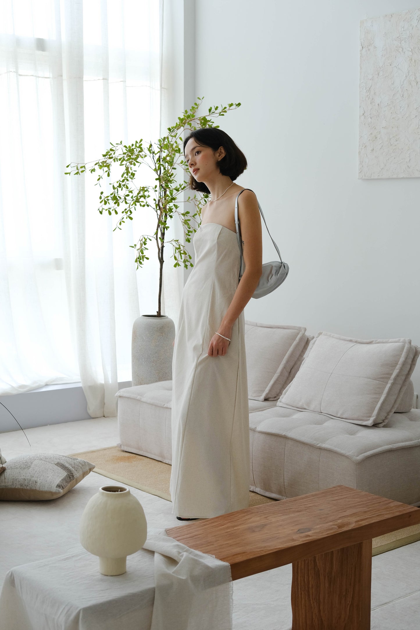 French Cotton and Linen Tube Top Dress S A O U French Cotton and Linen Tube Top Dress S A O U