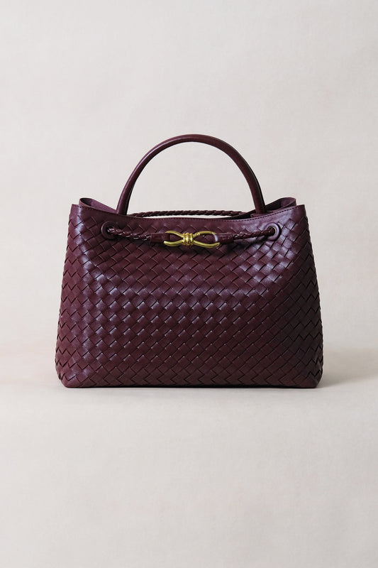 Large Artisan Grace Tote - Shinny Wine Red