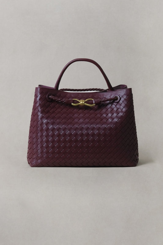 Large Artisan Grace Tote - Shinny Wine Red